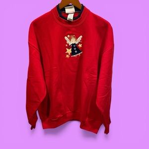 Cute oversized cozy soft sweatshirt layer neck angel Hallmark vintage 80s USA